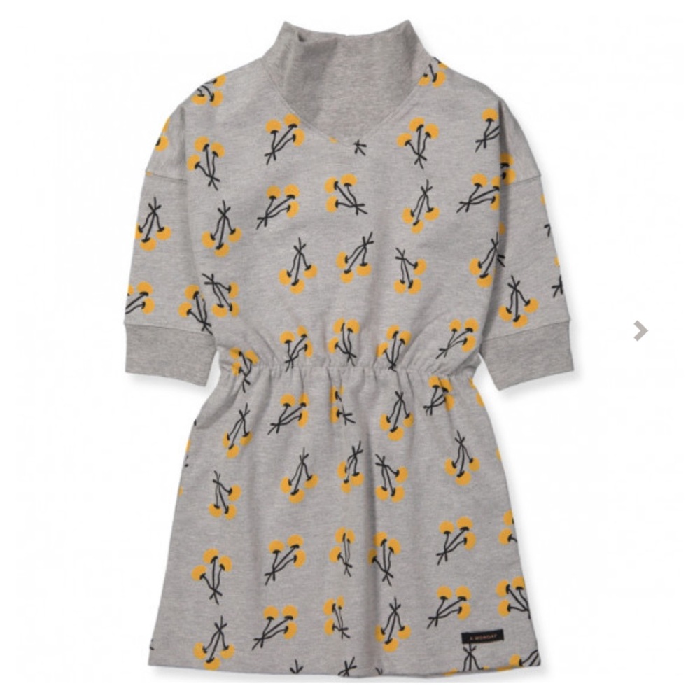NWT size 6 A MONDAY in Copenhagen Gray Dot Flower Print Anna Dress!